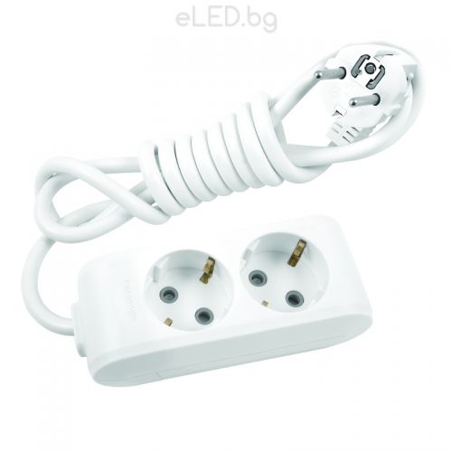  2xGang Socket 2P+E X-Tendia, With Child Protection, without Cord 