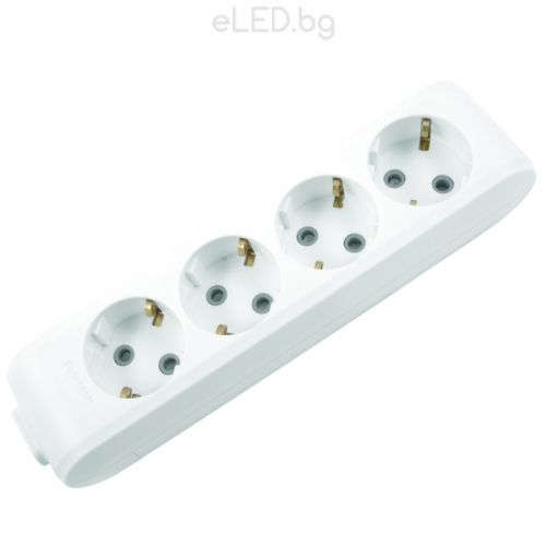  4xGang Socket  2P+E X-Tendia, With Child Protection, without Cord, White