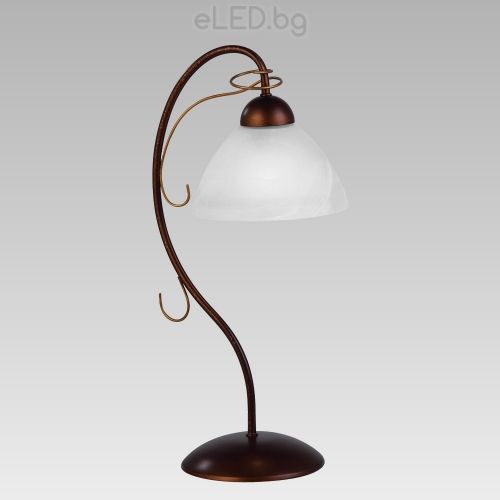 Table Lamp ALLEGRA 1xE27 60W 230V Antique Brown - Alabaster White