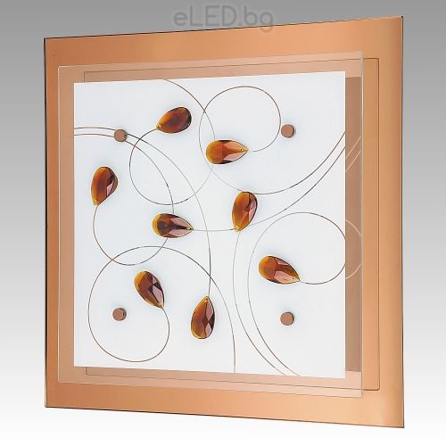 Ceiling Lamp CHLOE  2xE27 230V Brown and White Deco Glass