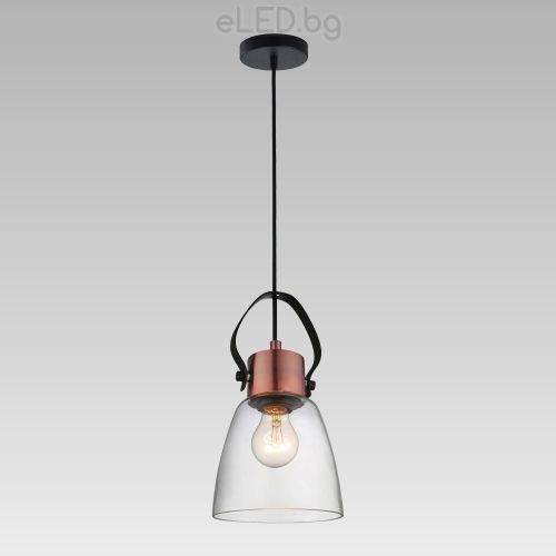 Vintage Ceiling Lamp NOVARA 1xE27 230V Black / Copper / Glass