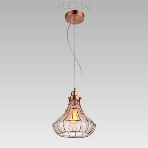 Vintage Ceiling Lamp PERUGIA 1xE27 230V Copper / Glass