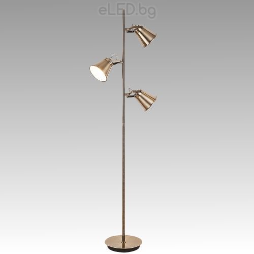 Vintage Floor lamp MARTINA 3xE27 230V Metal Bronze / white