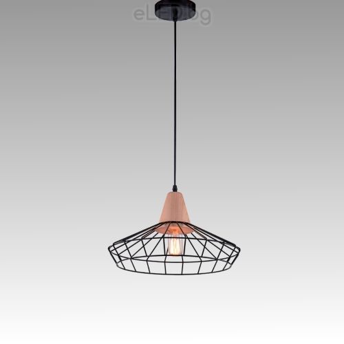 Vintage Ceiling Lamp SECRET 1x E27 230V Black metal / wood