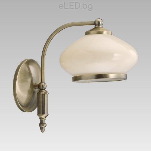 Wall lamp MAJESTIC 1xE27 230V Antique Brass Satin / Beige opal