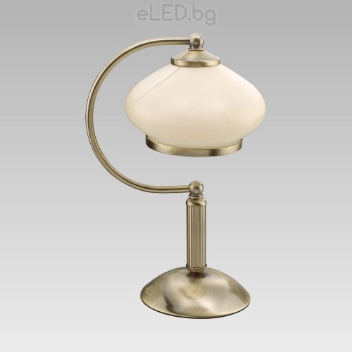 Table lamp MAJESTIC 1xE27 230V Antique Brass Satin / Beige opal