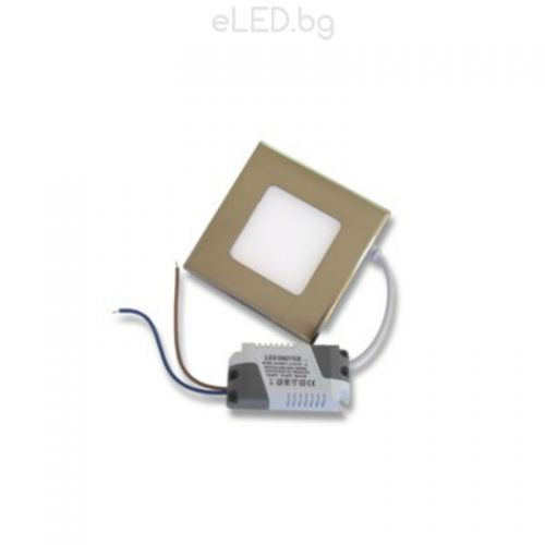 3W LED панел за вграждане INOX 3000K топло бяла светлина квадрат