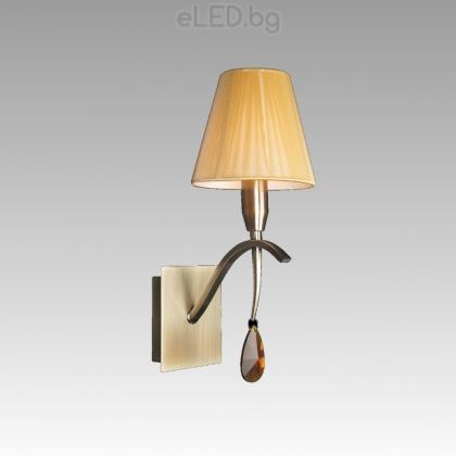 Design Wall lamp OXFORD 6xЕ14 230V Antic Brass / Beige Fabric / Amber Crystal