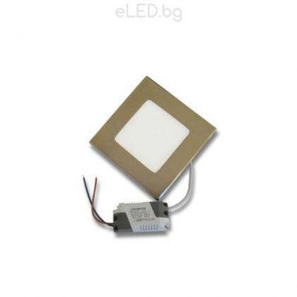 6W LED Downlight Build in INOX 6000K Cold White Light Square