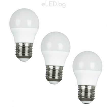 SET 3 x 6.5W LED Bulb Globe BASIS Е27 SMD G45 4000К Warm White Light