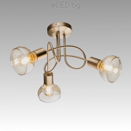 Spot Lamp ADDY 3xE14 230V Antique brass metal / Glass matt