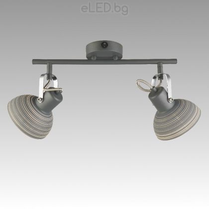 Спот лампа DAISY 2xE14 230V Сив метал /  декоративно стъкло