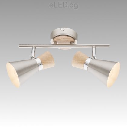 Спот лампа AERON 1xE14 230V метал цвят ръжда /  дърво / златист цвят