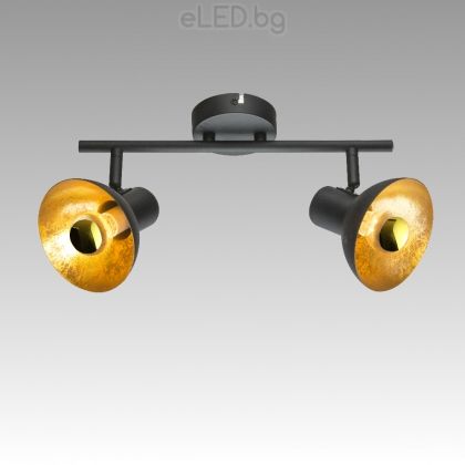 Спот лампа LOTTE 2xE14 230V черен метал, златно покритие