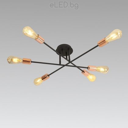 Spot Lamp DARIA 6xE27 230V Black metal / Copper