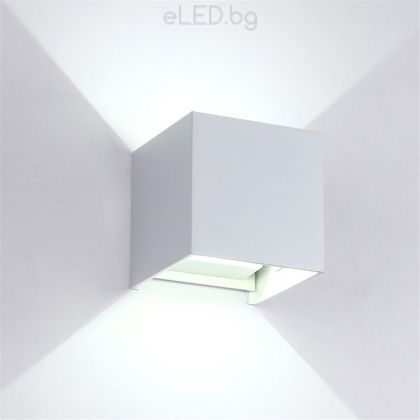 2х5W LED фасадно осветително тяло IP54 4000K Алуминий / бял квадрат