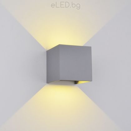 2х5W LED фасадно осветително тяло IP54 4000K Алуминий / сив квадрат