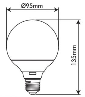 13.2W LED крушка топка Е27 SMD G95 6400К студено бяла светлина
