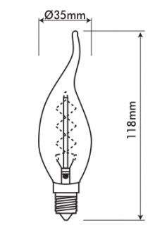 40W Vintage Bulb with Carbon Filament DECOART Е14 C35T
