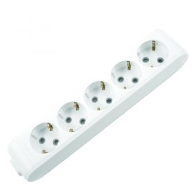  5xGang Socket  2P+E X-Tendia, With Child Protection, without Cord, White