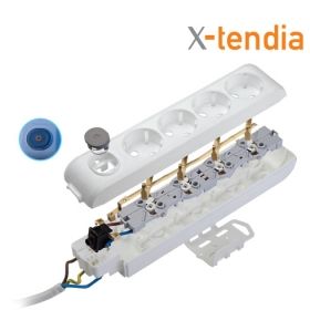 Разклонител с 5 гнезда X-Tendia, без кабел, Защита за деца, бял