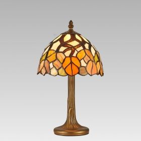 Table Lamp TIFFANY Leaves 1xE14 40W 230V Antique Brown - Tiffany Glass