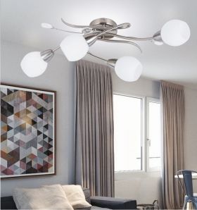 Ceiling Lamp LILIAN 4xE14 230V White, Brown / Chrome