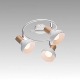 Spot Lamp ADDY 3xE14 230V White metal / Wood color