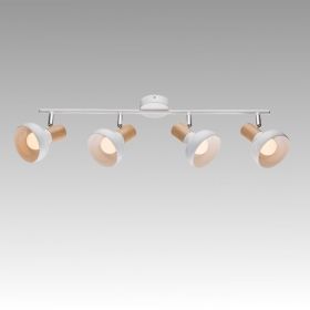 Spot Lamp ADDY 4xE14 230V White metal / Wood color