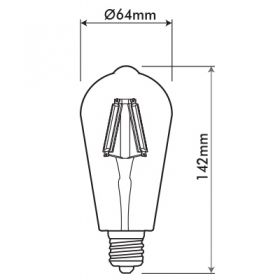8W Vintage LED Bulb LEDISONE ST64 E27 SMD 2700К White White Light DIMMABLE