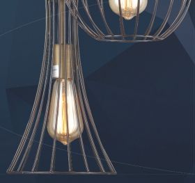Vintage Ceiling Lamp TRION 3xE27 230V Brown metal