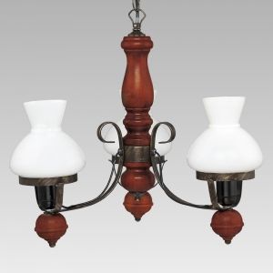 Chandelier VICTORIA 3xE27 230V Antic Gold / Cherry wood / Opal