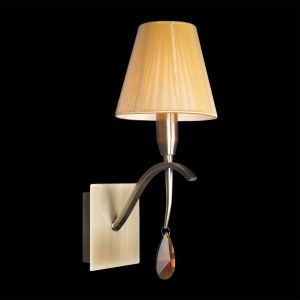 Design Wall lamp OXFORD 1xЕ14 230V Antic Brass / Beige Fabric / Amber Crystal