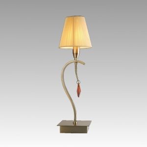 Design Table lamp OXFORD 1xЕ14 230V Antic Brass / Beige Fabric / Amber Crystal