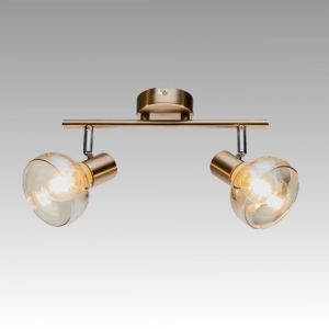 Spot Lamp ADDY 2xE14 230V Antique brass metal / Glass matt