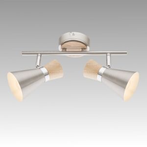 Spot Lamp  AERON 2xE14 230V Nikel Satin / Wood / Chrome