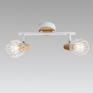Spot Lamp  TAMETA 2xE14 230V White metal / Light wood