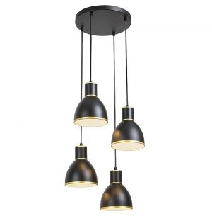 Hanging Ceiling Lamp MACKENZIE 4xE27 230V Black matt / Gold