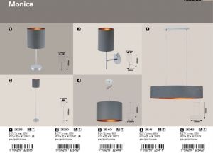 Wall Lamp MONICA 1xE14 230V Grey fabrics / Gold