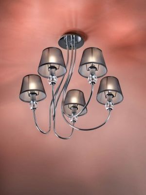 Hanging Ceiling Lamp GWEN 3xE14 Metal / Glass / Fabric