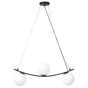 ASLAN hanging light fixture with 3 х E14 bulb , Black-matt Metal / White glass