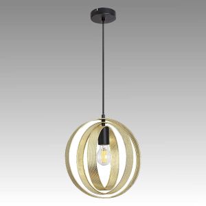 Hanging lamp HARLOW with bulb 1 x E27, Black-matt metal / Gold