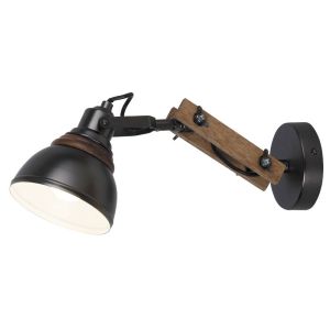  Wall lamp AKSEL with bulb 1 x E14, Beech / Anthracite metal and wood