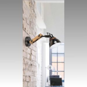  Wall lamp AKSEL with bulb 1 x E14, Beech / Anthracite metal and wood