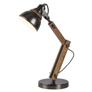 Ceiling lamp AKSEL with 1 x E14 bulb, Beech / Anthracite metal and wood