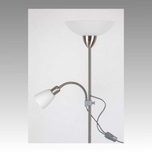 Lantern DIANA E27 G45 1x + 1 x E14, Satin chrome metal / White plastic, glass