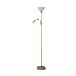Lamp ACTION 1 x E27 + 1 x E14, Satin chrome metal / White plastic