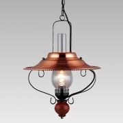 Chandelier NOSTALGIA 1xE27 230V Antic Copper / Cherry wood