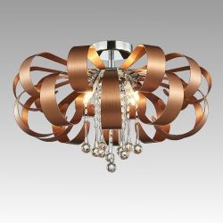 Design Chandelier RIBBON  CRYSTAL 6xG9 230V Metal / Satin Copper / Chrome
