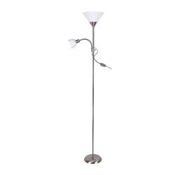 Lamp ACTION E27 1x + E14 1x, Satin chrome metal / White plastic